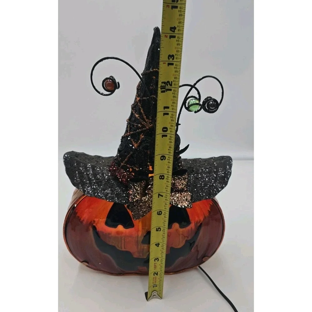 Vintage Style Jack O' Lantern Witch Hat Lighted Halloween Lamp Whimsigoth Decor